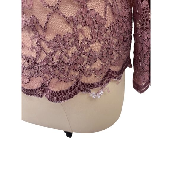 Charlotte Russe Y2K Crochet Lace Tunic Top Womens Large Pink Cottage Fairy Boho - Picture 3 of 10